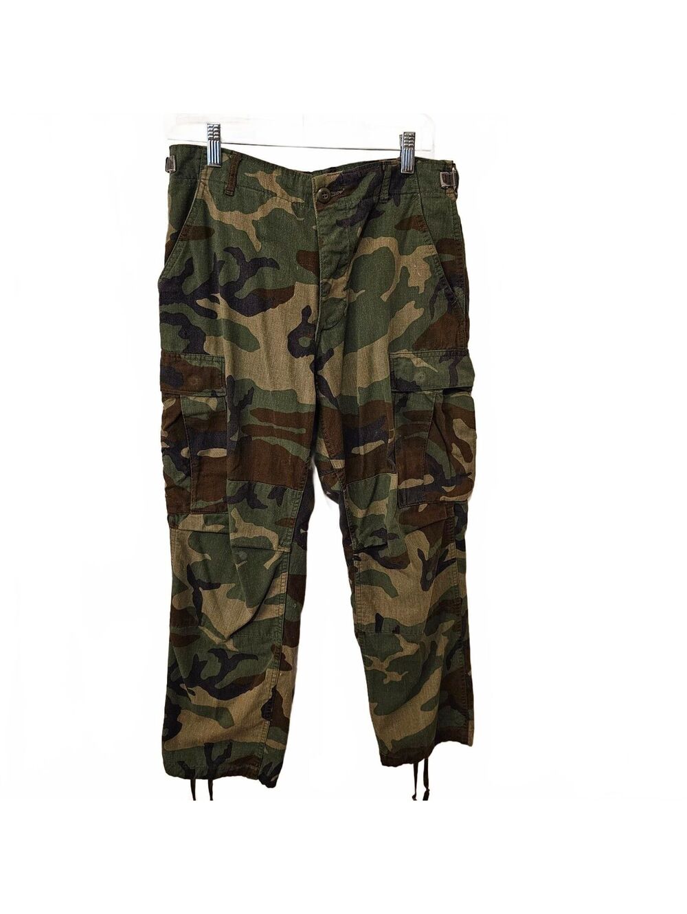 Vintage US Military Woodland Camo BDU Combat Trousers Militaria size S-short